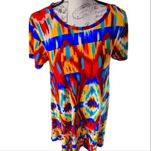 LuLaRoe Carly swing  tribal colorful dress size small